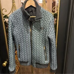 Blue grey dolce & gabbana jacket size 50 Italy D&G wool poly blend gold hardware